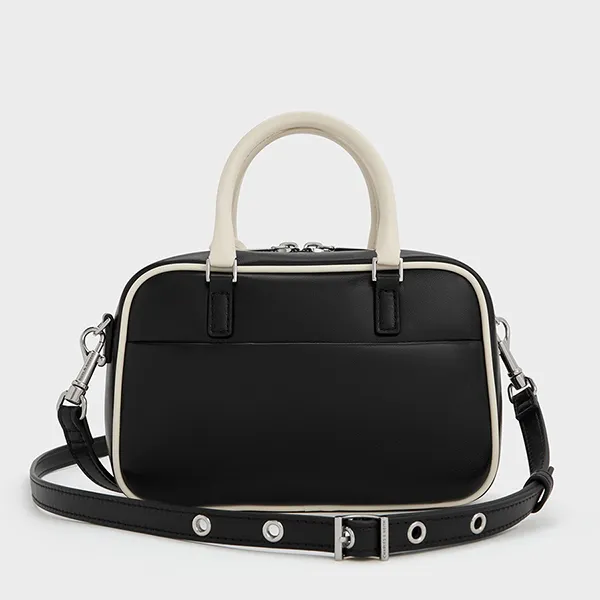 Túi Xách Tay Nữ Charles & Keith CNK Mini Sianna Two-Tone Bowling Bag - Multi CK2-30151589 Màu Đen