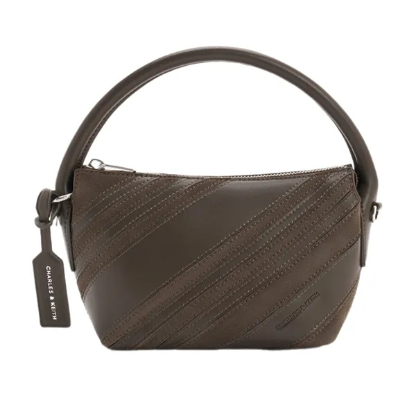 Túi Xách Tay Nữ Charles & Keith Zeya Recycled Suede Top Handle Bag Dark Moss CK2-50681229_DKMOSS_S Màu Nâu