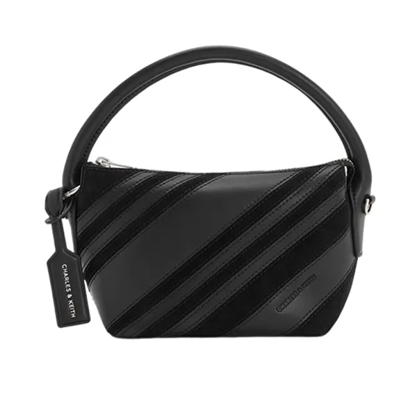 Túi Xách Tay Nữ Charles & Keith Zeya Recycled Suede Top Handle Bag Noir CK2-50681229_NOIR_S Màu Đen