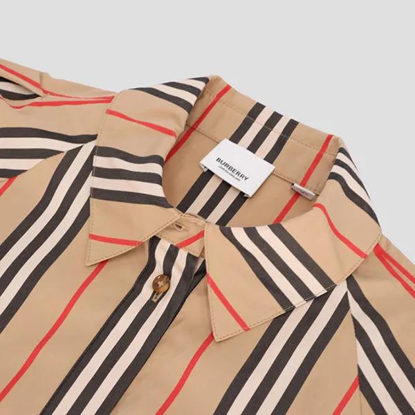 Váy Nữ Burberry Maddington Check Short-Sleeve Ribbon Archive Beige 8084317 Màu Be Size 4