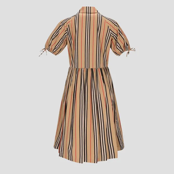 Váy Nữ Burberry Maddington Check Short-Sleeve Ribbon Archive Beige 8084317 Màu Be Size 4