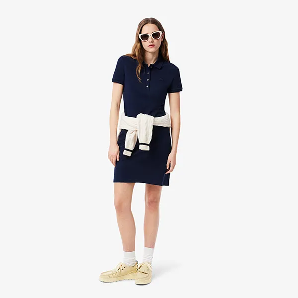 Váy Polo Lacoste Women's Piqué Dress Stretchy Slim Fit EF5473-166 Màu Xanh Navy Size 34