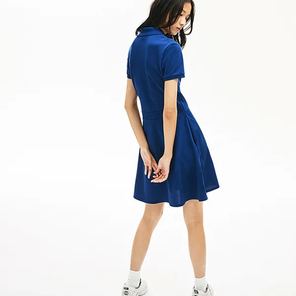 Váy Polo Nữ Lacoste Slim Fit Banded Waist Polo Dress Màu Xanh Dương Size 36