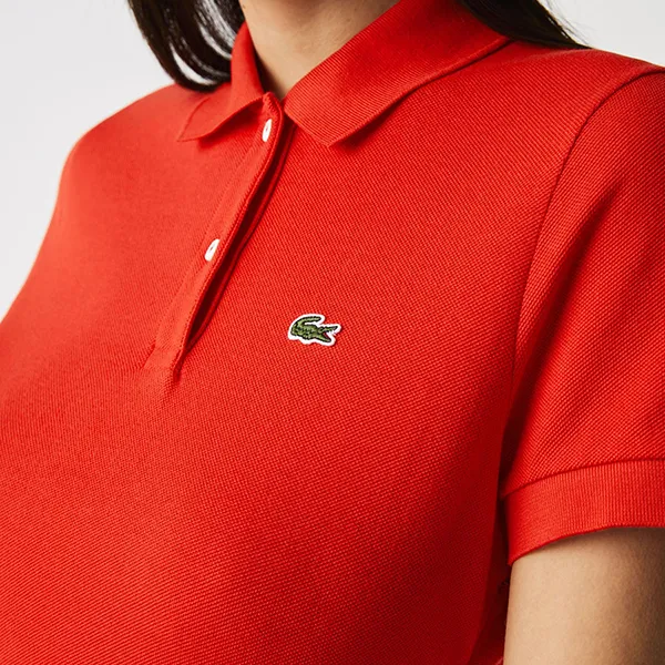 Váy Polo Nữ Lacoste Women’s Fitted Cotton Piqué Polo Dress EF1682 F8M Màu Cam Size 38