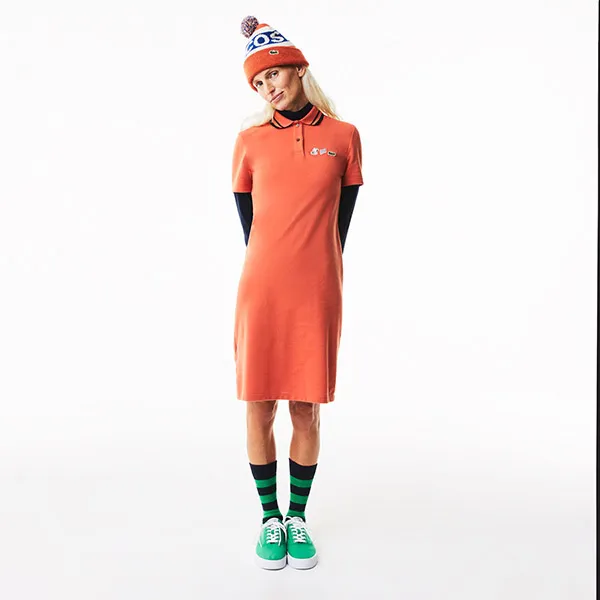 Váy Polo Nữ Lacoste x Peanuts Organic Cotton Polo Dress EF8544 Màu Cam Size 34