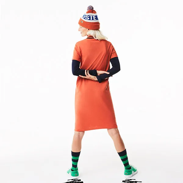 Váy Polo Nữ Lacoste x Peanuts Organic Cotton Polo Dress EF8544 Màu Cam Size 34