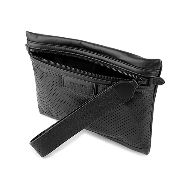 Túi Cầm Tay Nam Bottega Veneta Strap Clutch Perforated Leather Black 566199-VQ12C-1000 Màu Đen