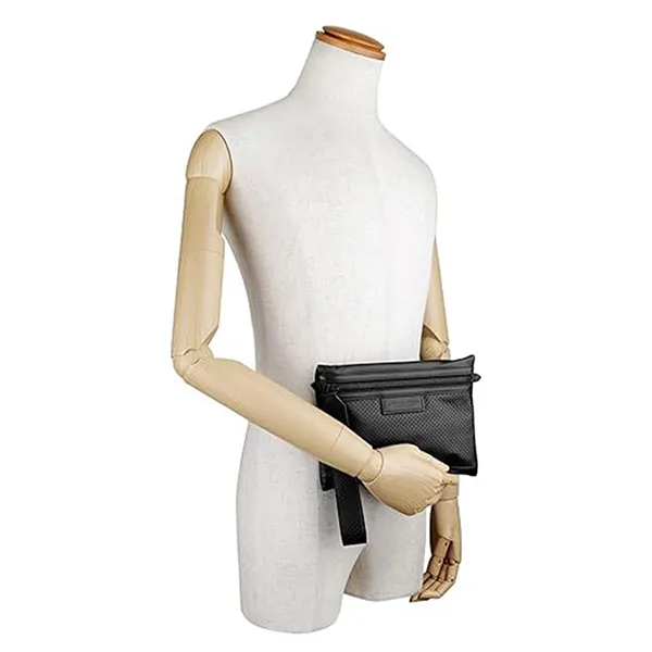 Túi Cầm Tay Nam Bottega Veneta Strap Clutch Perforated Leather Black 566199-VQ12C-1000 Màu Đen