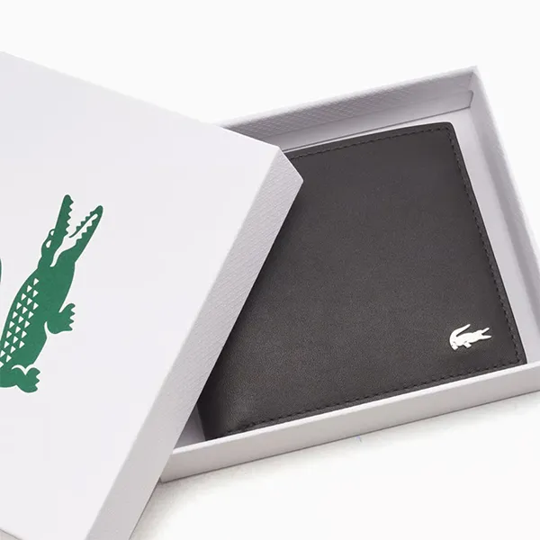 Ví Nam Lacoste Men's Leather Wallet Black NH1112FG 028 Màu Nâu