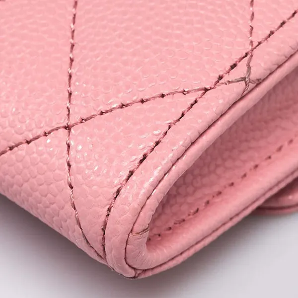 Ví Nữ Chanel Pink Quilted Caviar Leather Classic Flap Card Case Màu Hồng