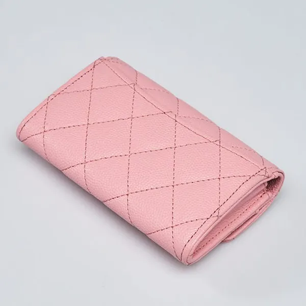 Ví Nữ Chanel Pink Quilted Caviar Leather Classic Flap Card Case Màu Hồng