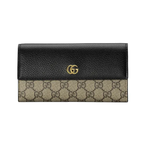 Ví Nữ Gucci GG Marmont Bi-Color Continental Wallet Màu Đen Be