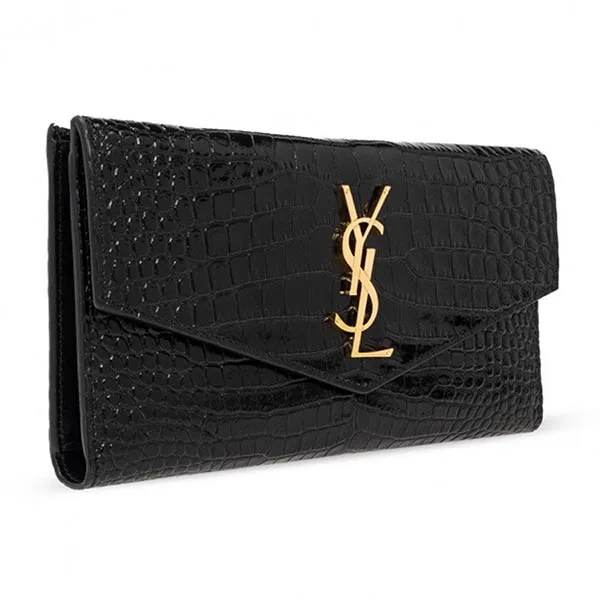 Ví Nữ Yves Saint Laurent YSL Black Uptown Large Leather Wallet Màu Đen