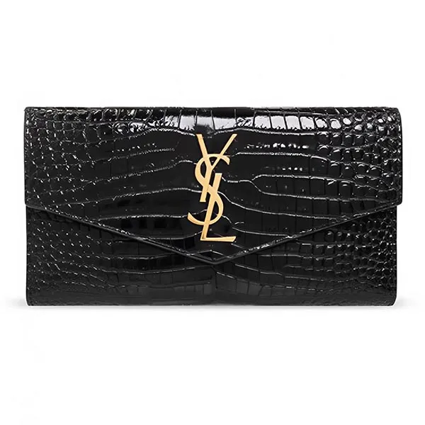 Ví Nữ Yves Saint Laurent YSL Black Uptown Large Leather Wallet Màu Đen