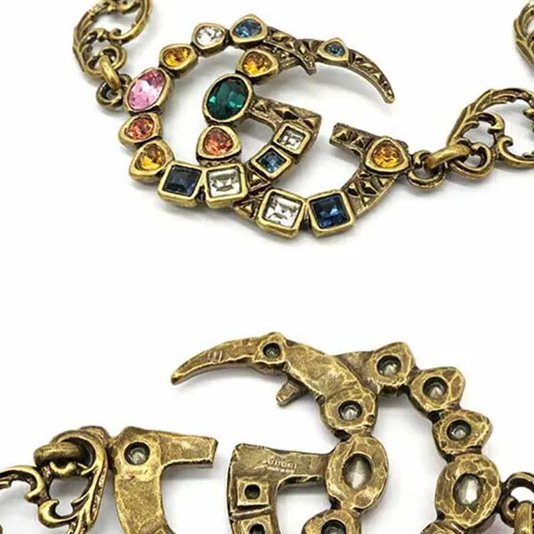 Vòng Đeo Tay Nữ Gucci Double G Multicolor Crystal Bracelet Bangle Phối Màu