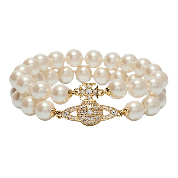 Vòng Đeo Tay Nữ Vivienne Westwood Graziella Embellished Faux Pearl Bracelet Màu Trắng Ngà