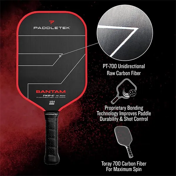 Vợt Pickleball Paddletek Bantam TKO-C 14.3mm Màu Đỏ