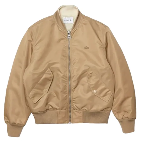 Áo Bomber Lacoste Men’s Bimaterial Reversible Colourblock Bomber Jacket Màu Be Size 48