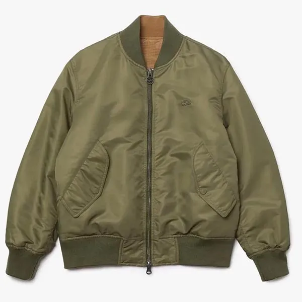 Áo Bomber Lacoste Men’s Bimaterial Reversible Colourblock Bomber Jacket Màu Xanh Green Size 48