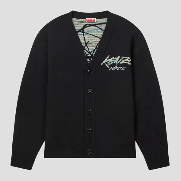 Áo Cardigan Nam Kenzo x Futura 2000 Genderless In Wool Black PFF68CA7513CJ99J Màu Đen Size S