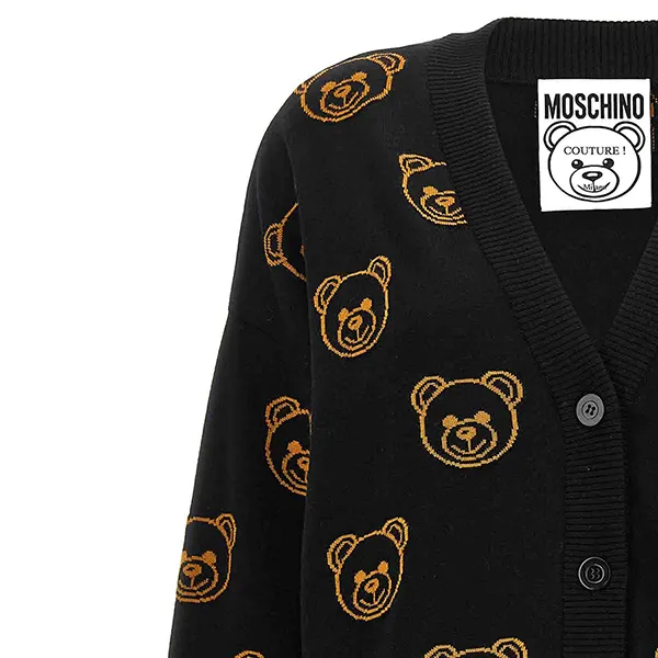 Áo Cardigan Nữ Moschino All Over Bear Màu Đen Họa Tiết Size 36