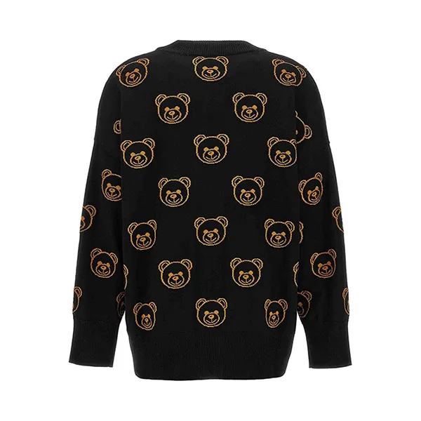 Áo Cardigan Nữ Moschino All Over Bear Màu Đen Họa Tiết Size 36