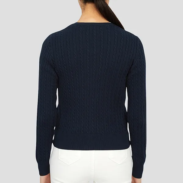 Áo Cardigan Nữ Ralph Lauren Mini-Cable White Logo Pony In Navy 313543047011 Màu Xanh Navy Size XL
