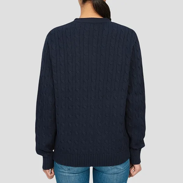 Áo Cardigan Nữ Ralph Lauren Navy Cable-Knit V-Neck Red Pony Logo 323925717006 Màu Xanh Navy Size L
