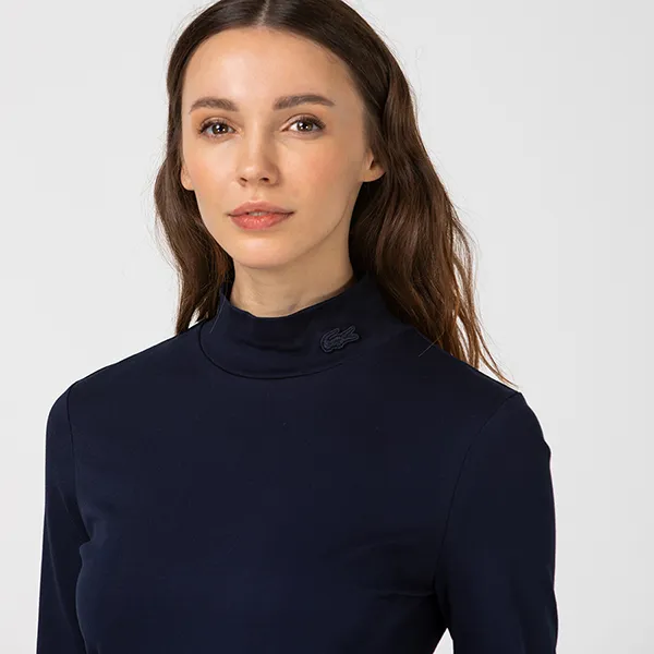 Áo Giữ Nhiệt Nữ Lacoste Women's Cotton Turtleneck TF2310 166 Màu Xanh Navy Size 36