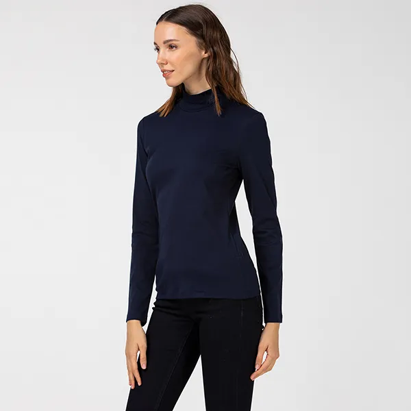 Áo Giữ Nhiệt Nữ Lacoste Women's Cotton Turtleneck TF2310 166 Màu Xanh Navy Size 36