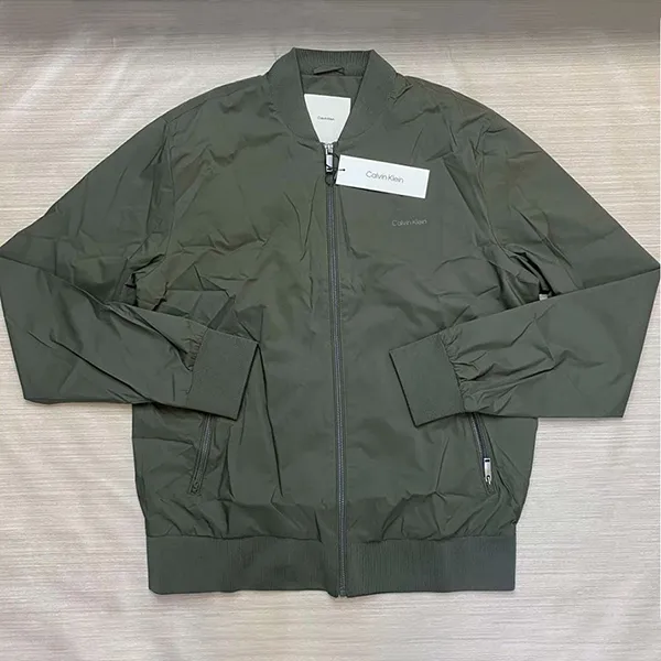 Áo Khoác Bomber Nam Calvin Klein CK Matte Jacket Green Màu Xanh Rêu Size S
