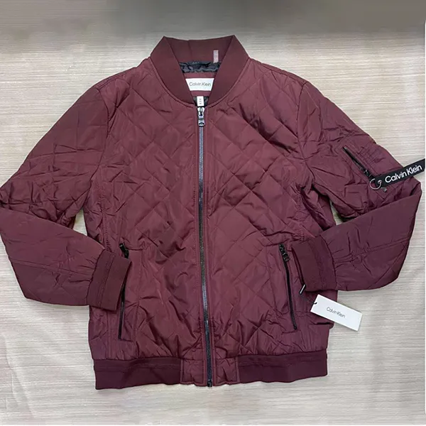 Áo Khoác Bomber Nam Calvin Klein CK Men's Flight Jacket Màu Đỏ Burgundy Size M