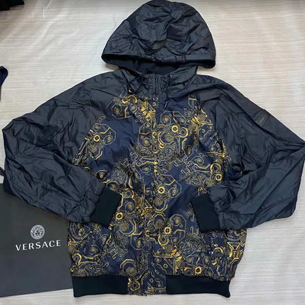 Áo Khoác Nam Versace Black Viscose Jacket Màu Đen Họa Tiết
