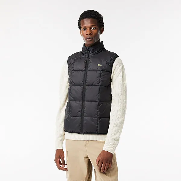 Áo Khoác Gile Nam Lacoste Blouson Vest Black BH1585-53N C31 Màu Đen Size 48