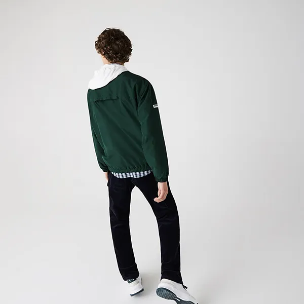 Áo Khoác Gió Nam Lacoste Men's Lightweight Colorblock Hooded Jacket BH1949-FFY Màu Xanh/Trắng Size 48