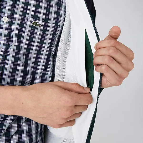 Áo Khoác Gió Nam Lacoste Men's Lightweight Colorblock Hooded Jacket BH1949-FFY Màu Xanh/Trắng Size 48