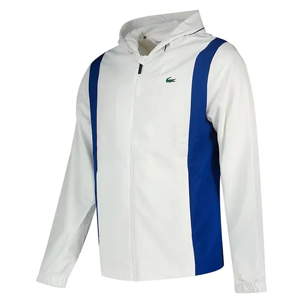 Áo Khoác Gió Nam Lacoste Sport Zipped Training Jacket Màu Xanh Trắng Size 4