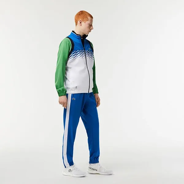 Áo Khoác Gió Nam Lacoste Tennis X Daniil Medvedev Màu Xanh Trắng Size 3