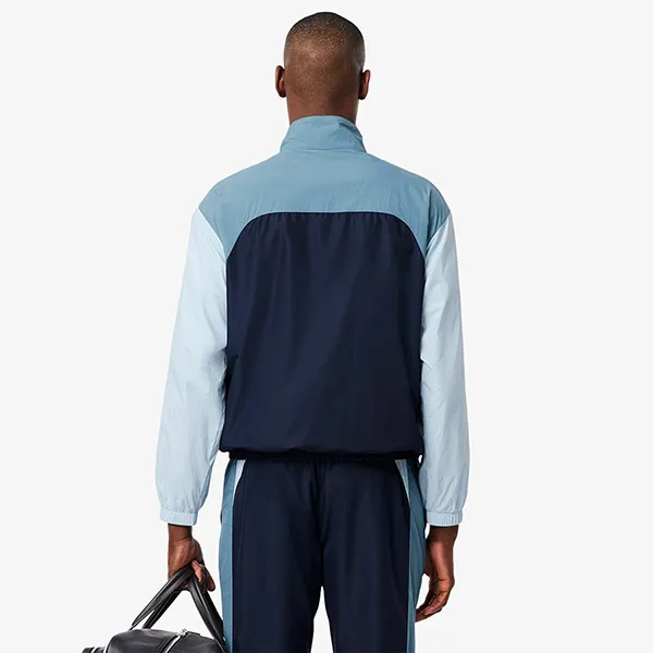 Áo Khoác Gió Nam Lacoste Water-Repellent Colorblock Track Jacket BH8903 - I0M Màu Xanh Blue Size 46
