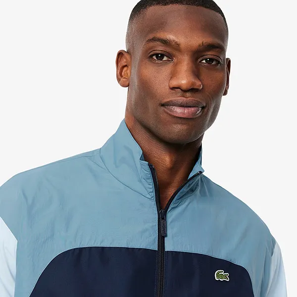 Áo Khoác Gió Nam Lacoste Water-Repellent Colorblock Track Jacket BH8903 - I0M Màu Xanh Blue Size 46