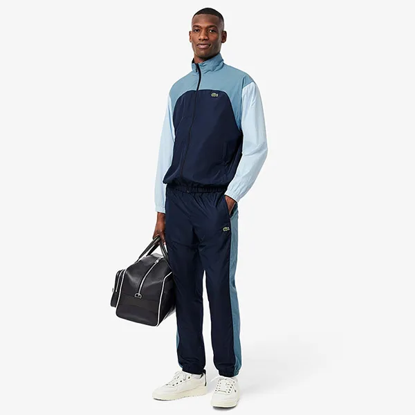 Áo Khoác Gió Nam Lacoste Water-Repellent Colorblock Track Jacket BH8903 - I0M Màu Xanh Blue Size 46