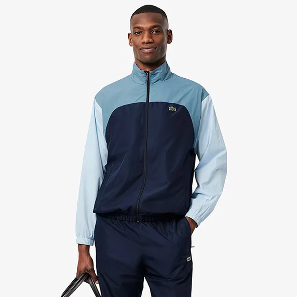 Áo Khoác Gió Nam Lacoste Water-Repellent Colorblock Track Jacket BH8903 - I0M Màu Xanh Blue Size 46