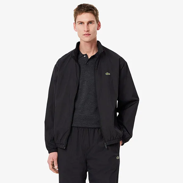 Áo Khoác Gió Nam Lacoste Water-Repellent Hooded Track Jacket BH8901 - 031 Màu Đen Size 50
