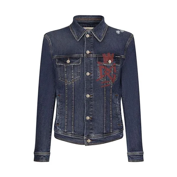 Áo Khoác Jean Nam Dolce & Gabbana D&G Metal Logo Crown Graffiti Rocco Boche Denim Jacket Blue Màu Xanh Size 48