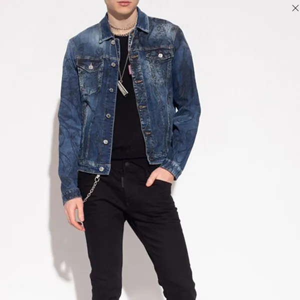 Áo Khoác Jean Nam Dsquared2 Navy Blue Dan Jacket S71AN0341 S30664-470 Màu Xanh Denim Size 46