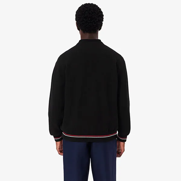 Áo Khoác Len Nam Lacoste Relaxed Fit Stripe Detail Cotton Cardigan AH9311 - DVI Màu Đen Size 4