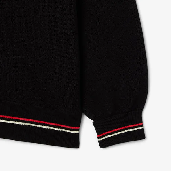 Áo Khoác Len Nam Lacoste Relaxed Fit Stripe Detail Cotton Cardigan AH9311 - DVI Màu Đen Size 4