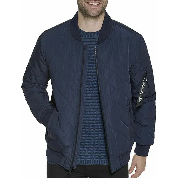 Áo Khoác Nam Calvin Klein CK Men's Lightweight Quilted Bomber Jacket Màu Xanh Navy Size S