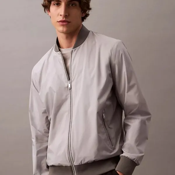 Áo Khoác Nam Calvin Klein CK Zip Matte Bomber Jacket 40FM512 - 060 Màu Xám Nhạt Size S