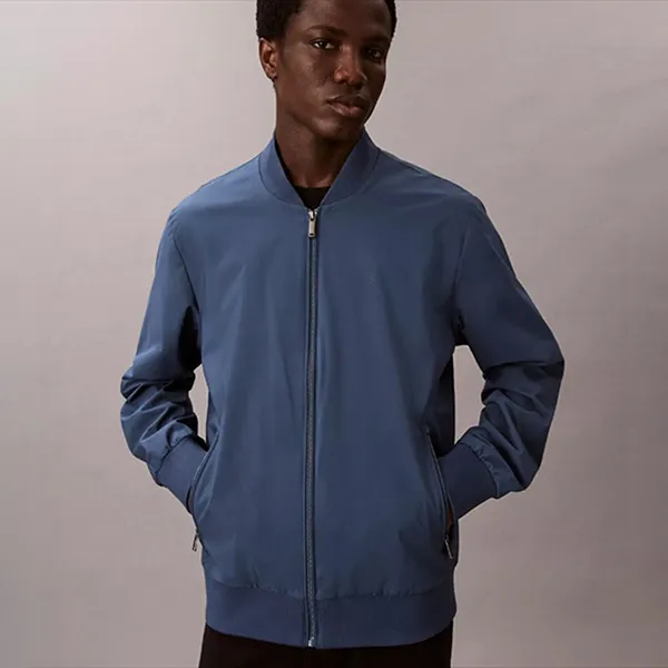 Áo Khoác Nam Calvin Klein CK Zip Matte Bomber Jacket 40FM512 - 414 Màu Xanh Blue Size S